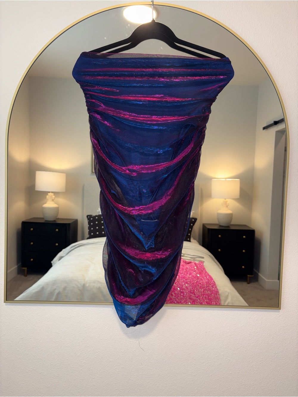 SHEIN Purple and Pink Striped Shoulder Bag